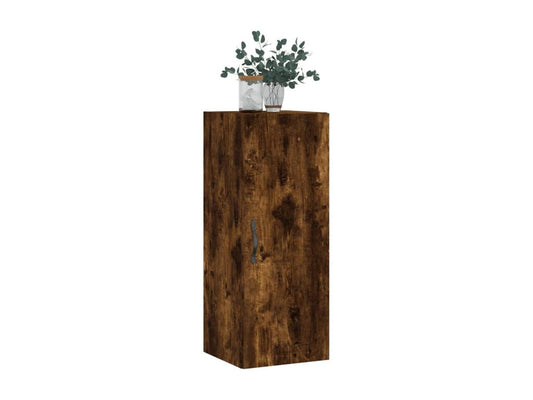 Smoked oak wall cabinet, 34.5x34x90 cm, engineered wood