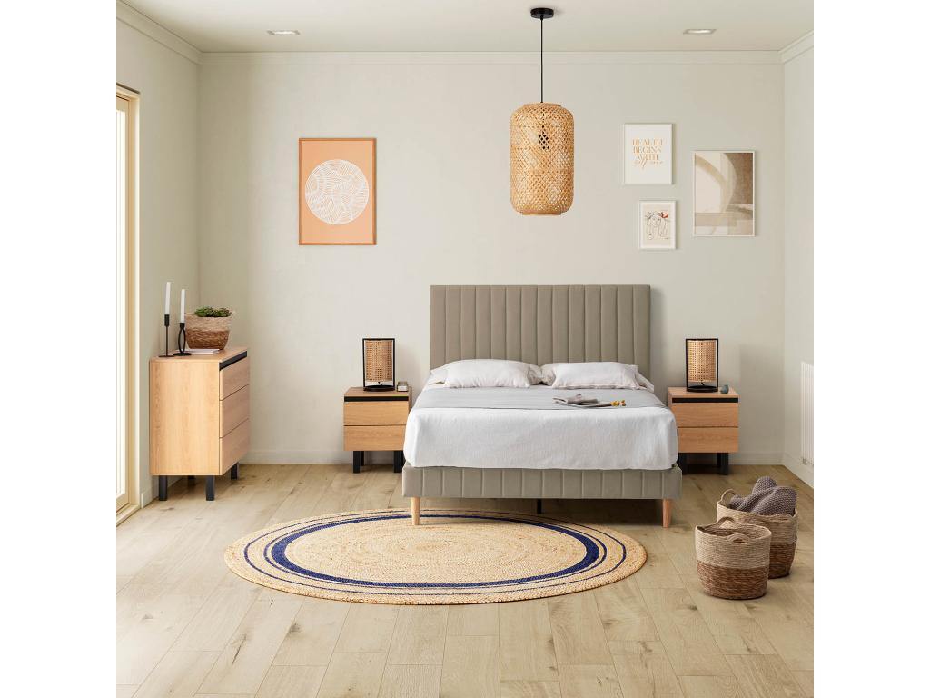 Bed base with headboard 140x200 cm Beige