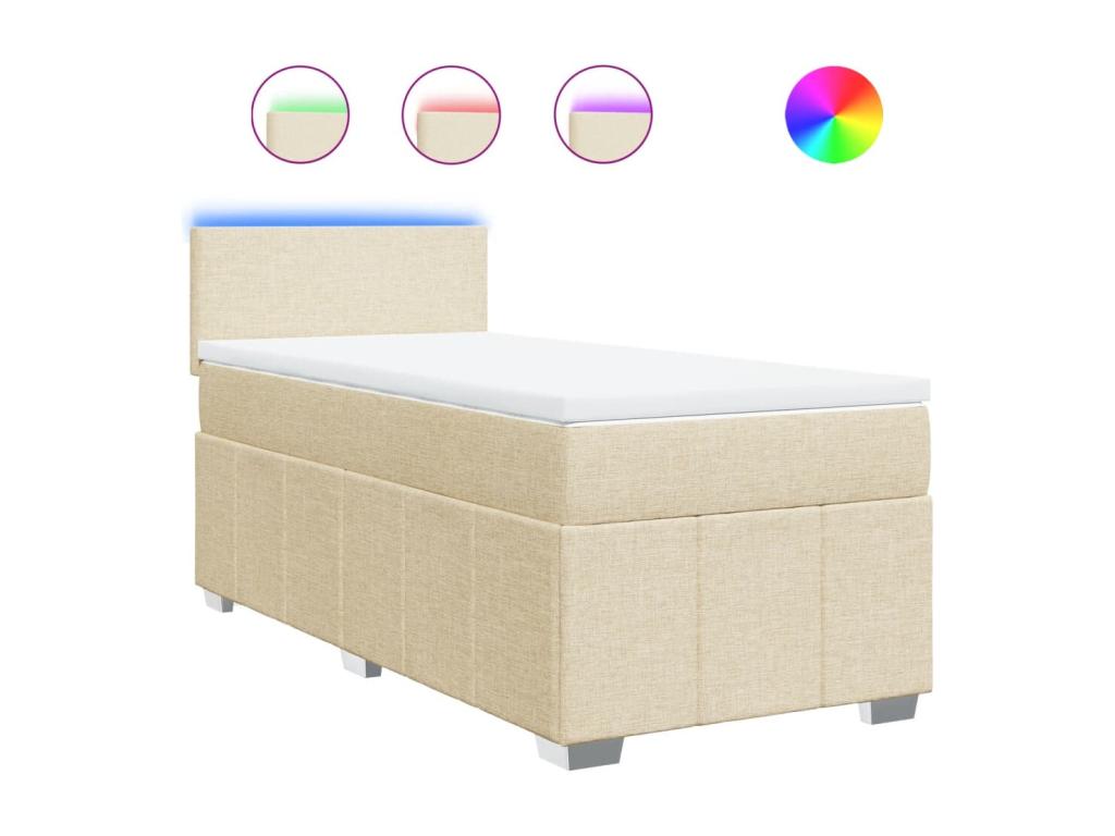 Bed base with mattress, Cream, 80x200 cm, Fabric