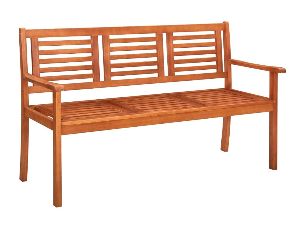3-seater garden bench with cushion, 150 cm, eucalyptus wood