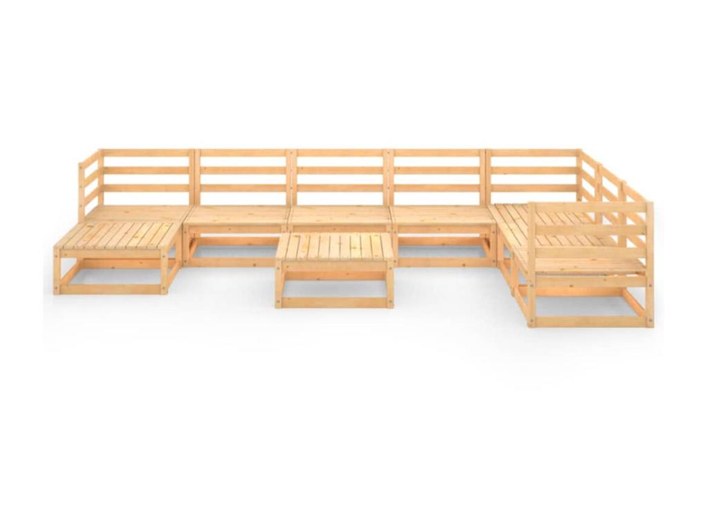 9-piece garden furniture set, solid pine wood, 16