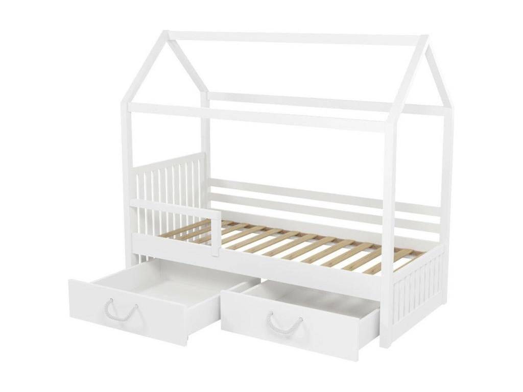 134cm Single White Bed 90x200cm Wooden Slatted Base 97x210x172cm