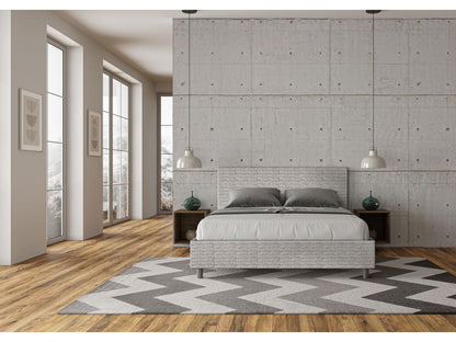 Upholstered bed without slatted base, 160x190 cm, fabric, white