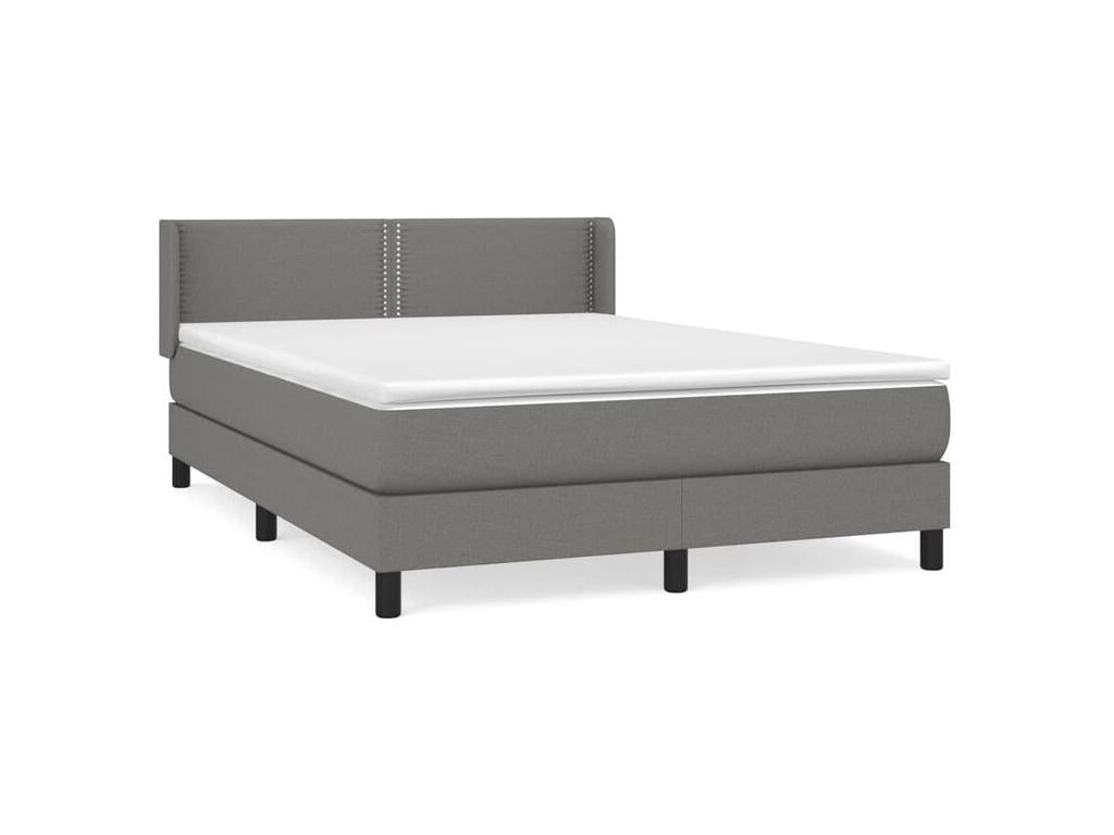 Bed base with mattress, Dark Grey, 140x200 cm, Fabric