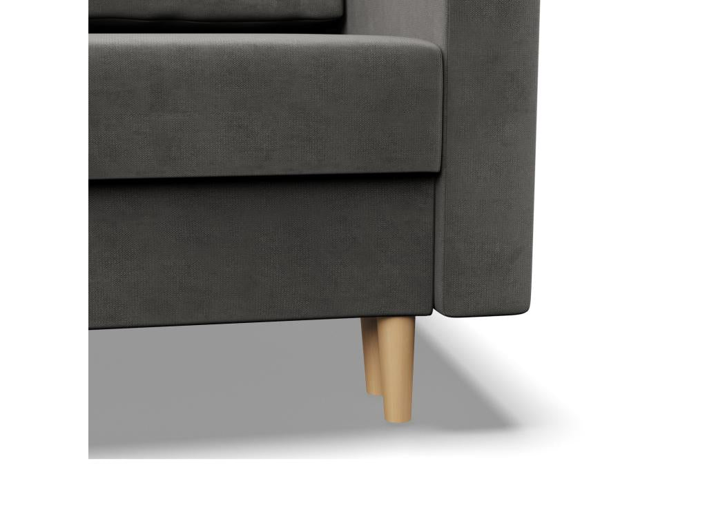 Right-hand corner sofa with sleeping function, reversible cushion, light grey