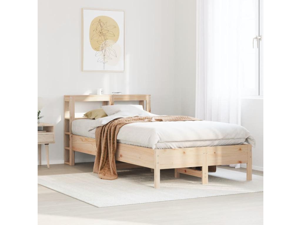 Bed frame without mattress 120x200 cm solid pine wood