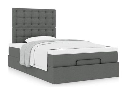 Bed frame with dark grey mattress 120x190 cm fabric