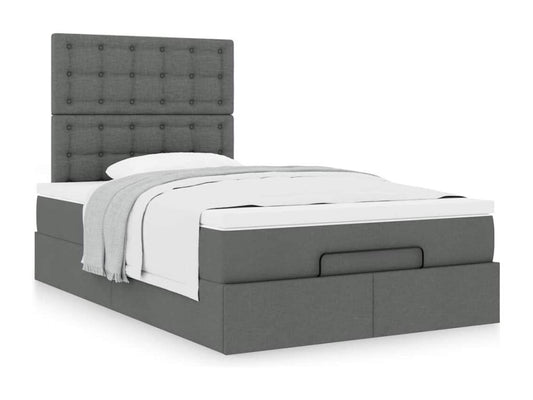 Bed frame with dark grey mattress 120x190 cm fabric
