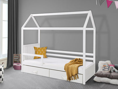 134cm Single White Bed 90x200cm Wooden Slatted Base 97x210x172cm