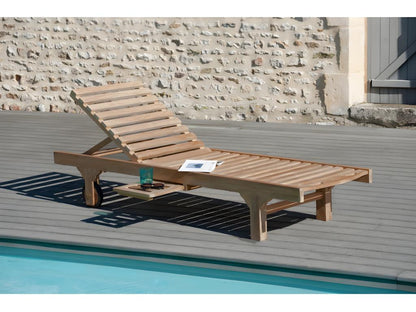 Sun lounger with teak wood