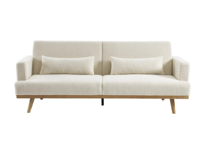 3-seater convertible sofa in white fabric