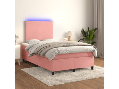 Boisona bed base and LED pink mattress 120x190 velvet