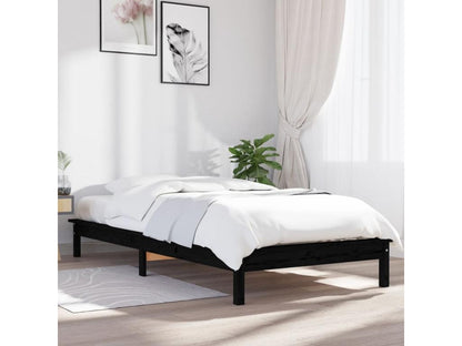 Black bed frame 90x200 cm Solid pine wood