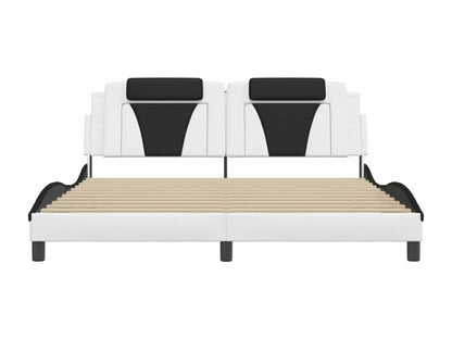 Bed frame with Nobelleaères LED lights, white and black, 180x200 cm, faux leather