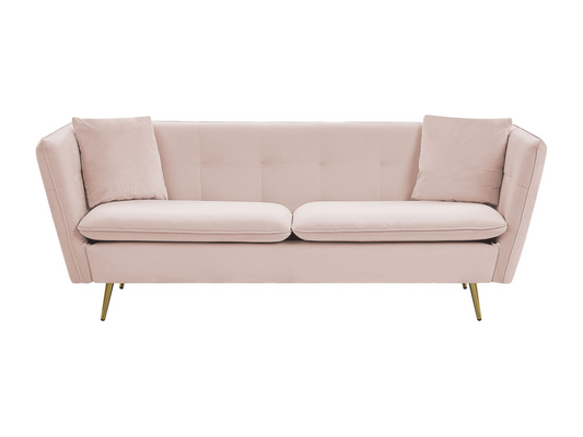 Pink Velvet 3-Seater Sofa