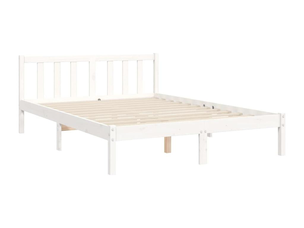 Small double bed frame with white headboard, solid wood