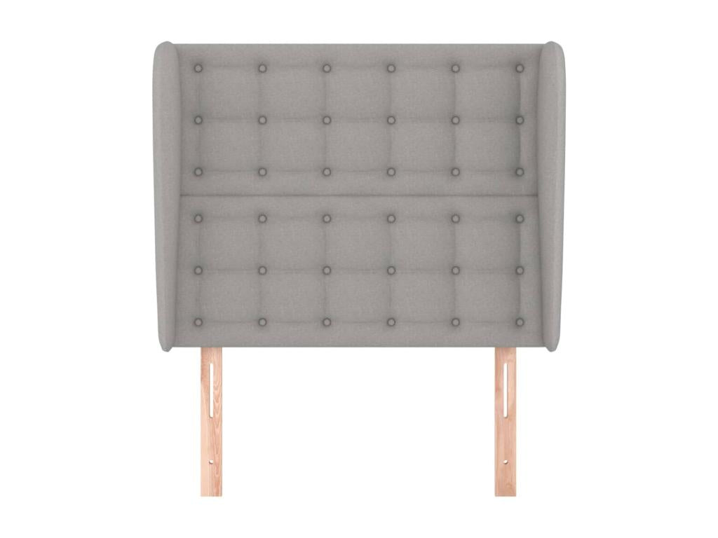 Headboard with wings, light grey, 83x23x118/128 cm, fabric