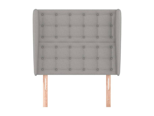 Headboard with wings, light grey, 83x23x118/128 cm, fabric