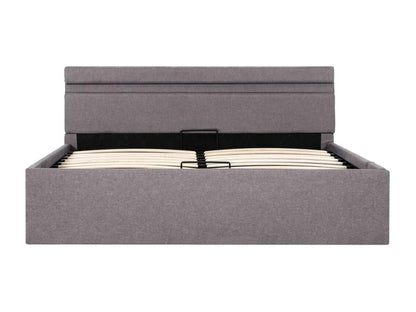 Bed frame with hydraulic storage and LED lighting, 140x200 cm