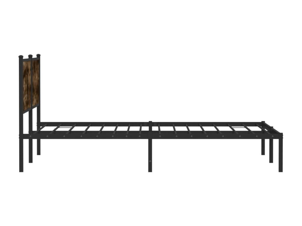 Metal bed frame without mattress, smoked oak, 160x200 cm