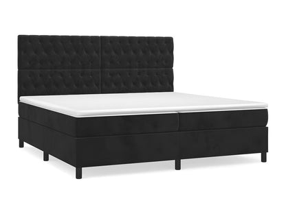 Upholstered bed base and mattress, black, 200x200 cm, velvet