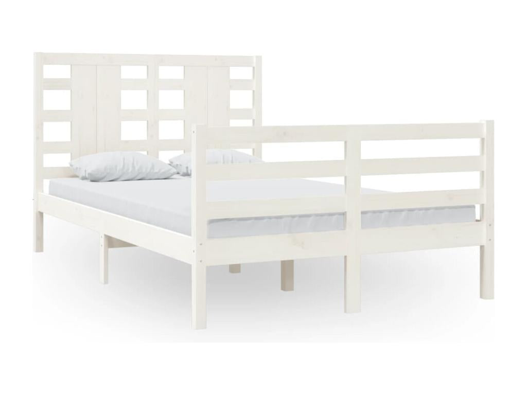 Bed frame without mattress, white, 120x200 cm, solid pine wood