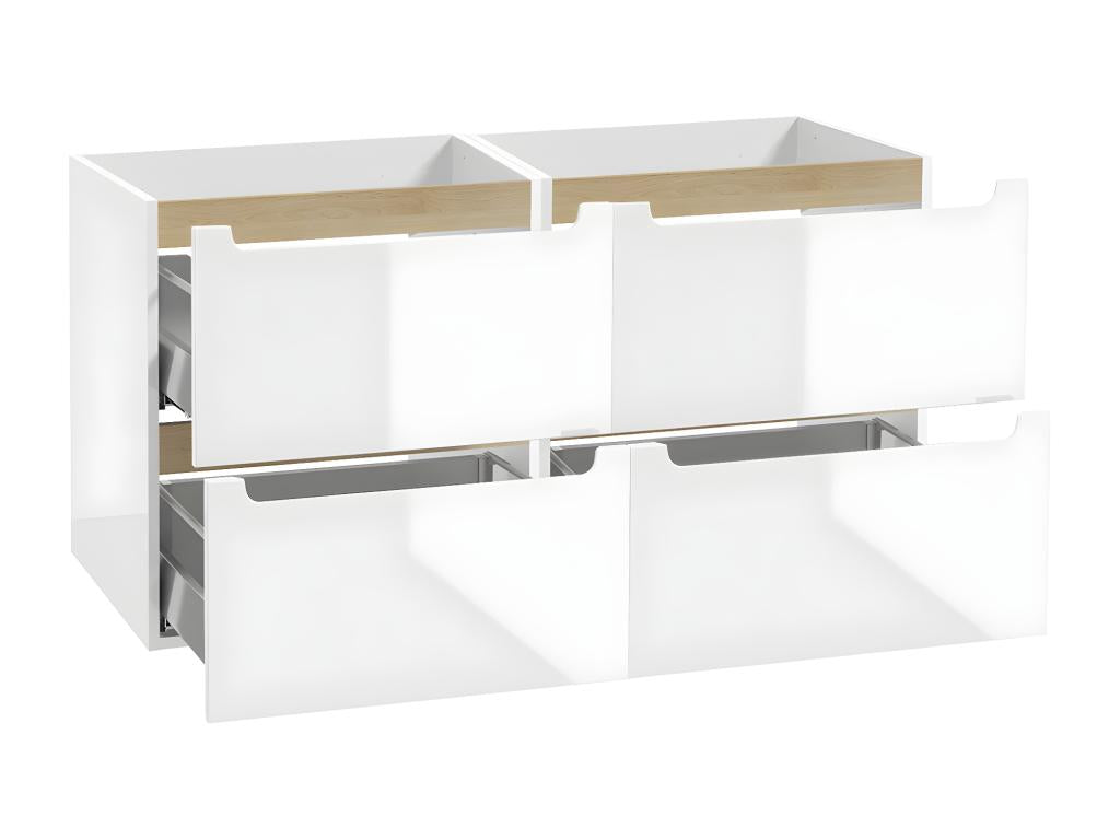 120cm vanity unit with 4 drawers, white and wood