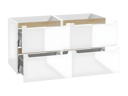 120cm vanity unit with 4 drawers, white and wood