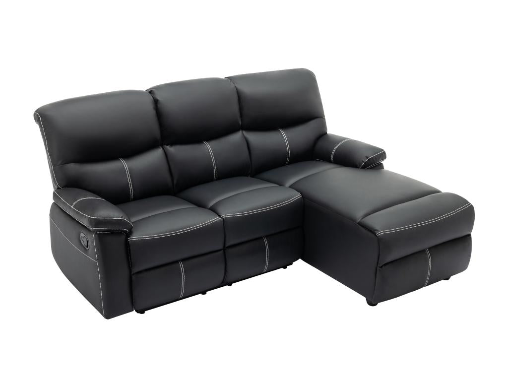Right-hand corner sofa in black faux leather
