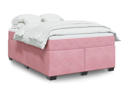 Bed base with mattress, Pink, 140x190 cm, Velvet