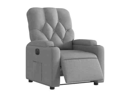 Light Grey Electric Recliner Chair in Fabric