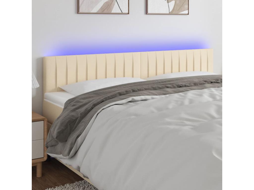 Cream LED Headboard 180x5x78/88 cm Fabric