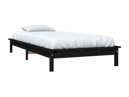 Black bed frame 90x200 cm Solid pine wood