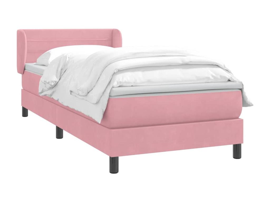 Bed base with pink velvet mattress 80x220 cm