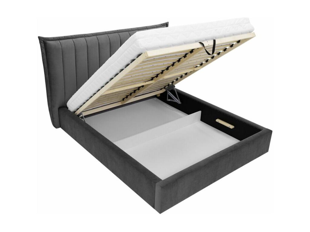 382 Double Bed, Pink, 160x200cm, Upholstered, Slatted Base (210x224x122cm)