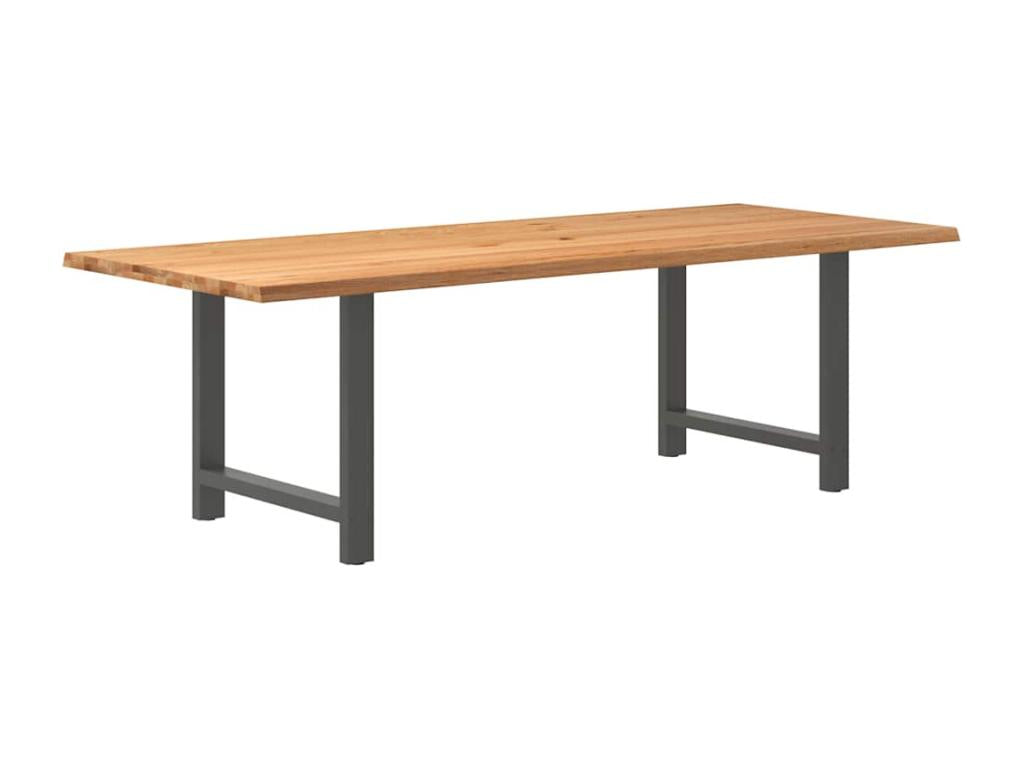 Rectangular light brown solid oak wood dining table