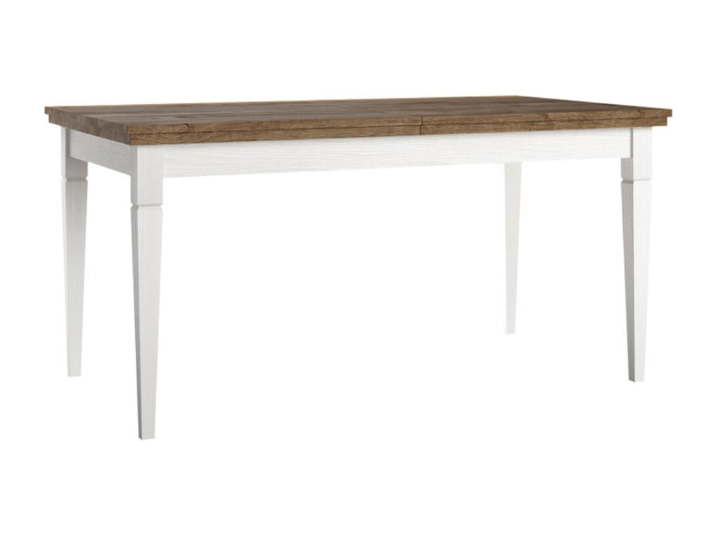 Extendable dining table for 6 to 8 people, white wood