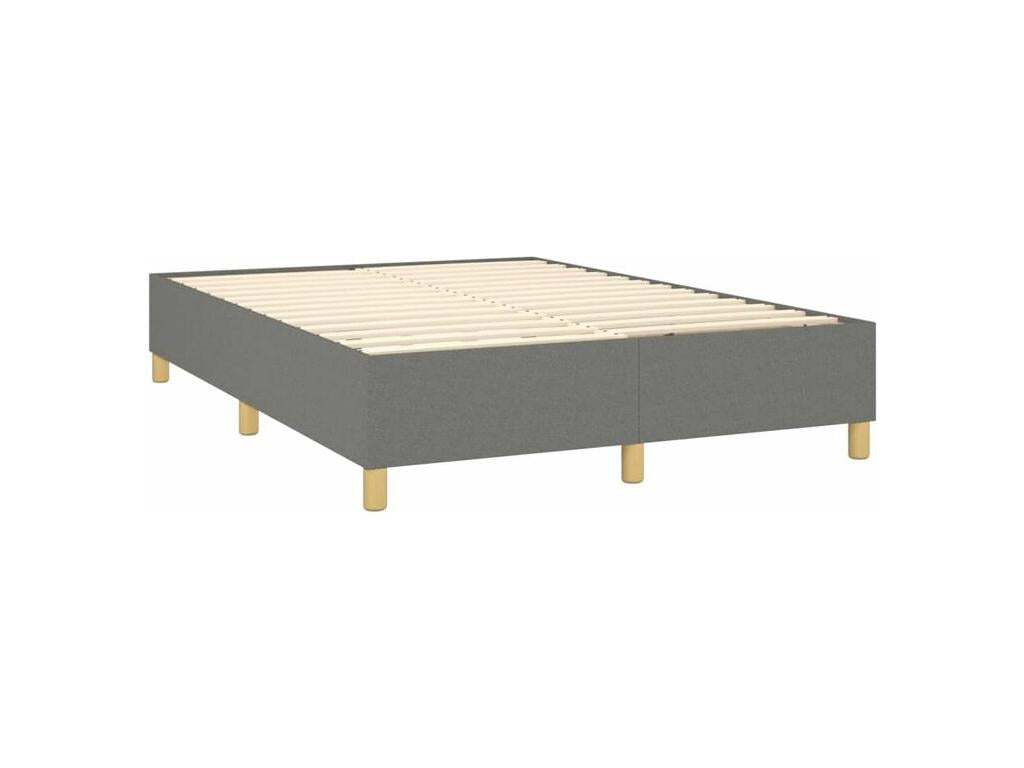 Bed base with mattress, Dark Grey, 140x200 cm, Fabric
