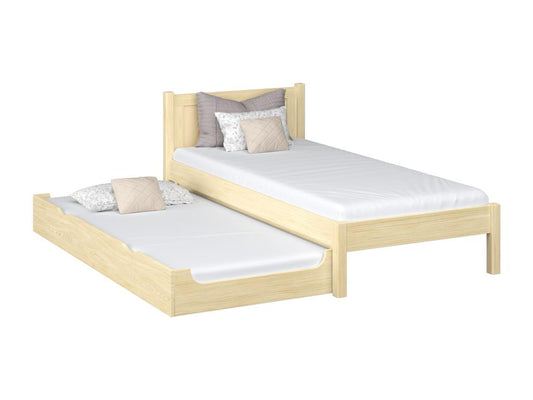 N02 Light Pine Wooden Trundle Bed 120x200