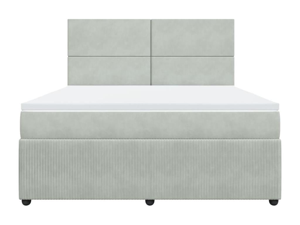 Bed base and mattress, light grey, 180x200cm, velvet