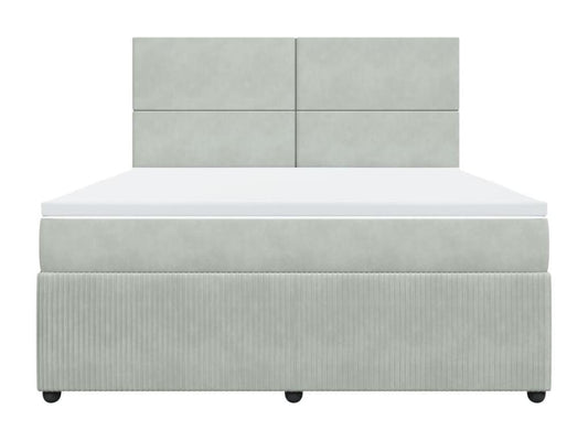 Bed base and mattress, light grey, 180x200cm, velvet