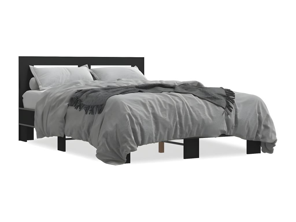 Black bed frame without mattress, 140x200 cm