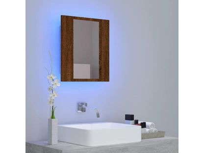 Bathroom LED mirror cabinet, brown oak, 40x12x45 cm