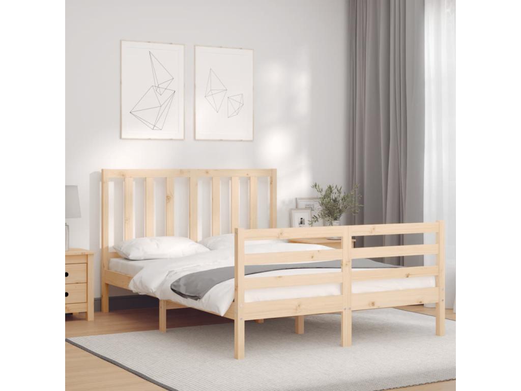 Bed frame without mattress 140x190 cm solid pine wood