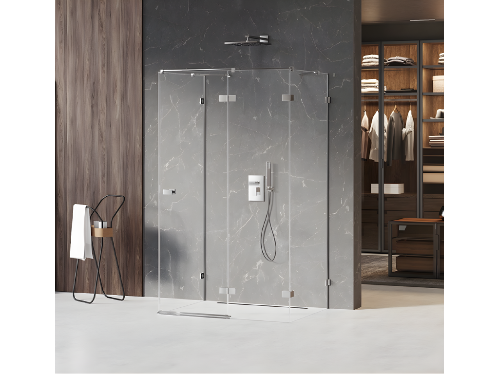 Right-hand pivoting shower enclosure 100x120 Majorca color, front access