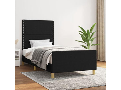 Bed frame with headboard, black, 80x200 cm, fabric
