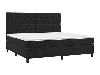 Upholstered bed base and mattress, black, 200x200 cm, velvet