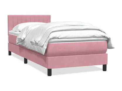 Bed base with pink velvet mattress 80x220 cm