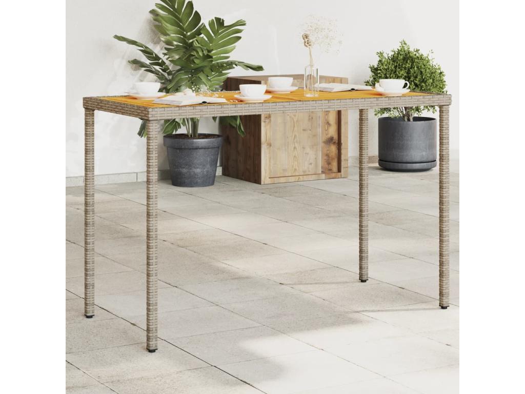 Garden table with grey wooden top, 115x54x74 cm