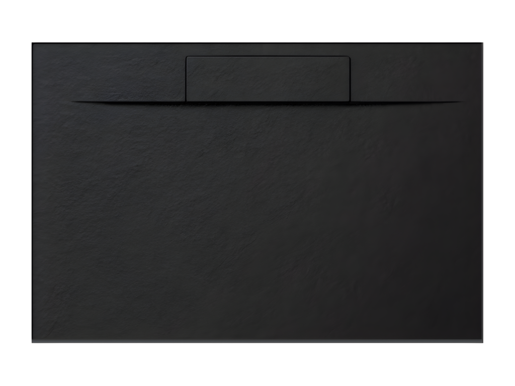 150x85 cm black shower tray in resin and marble powder with marble resin side grate